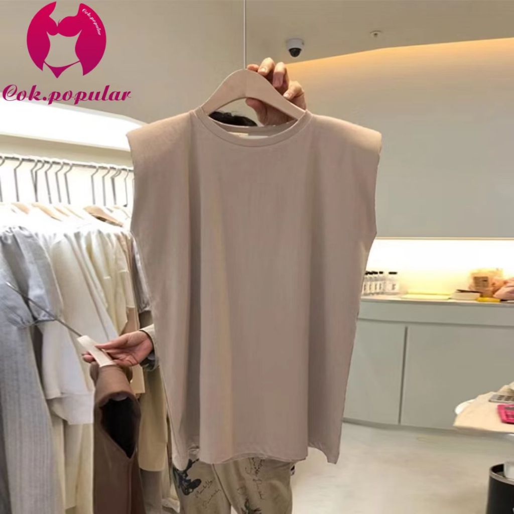 YY16 🔥ถูกมาก❗️ เสื้อยืดแขนกุด ใส่สบาย คอกลม เสื้อครอปเอวลอย COK