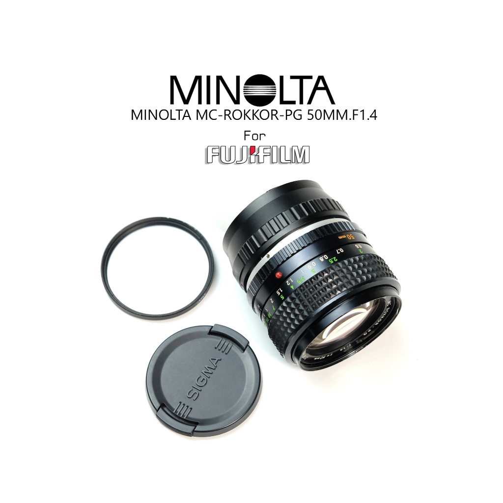 เลนส์มือหมุน (เมาส์Fuji) MINOLTA MC-ROKKOR-PG 50MM.F1.4  ✅พร้อมส่ง