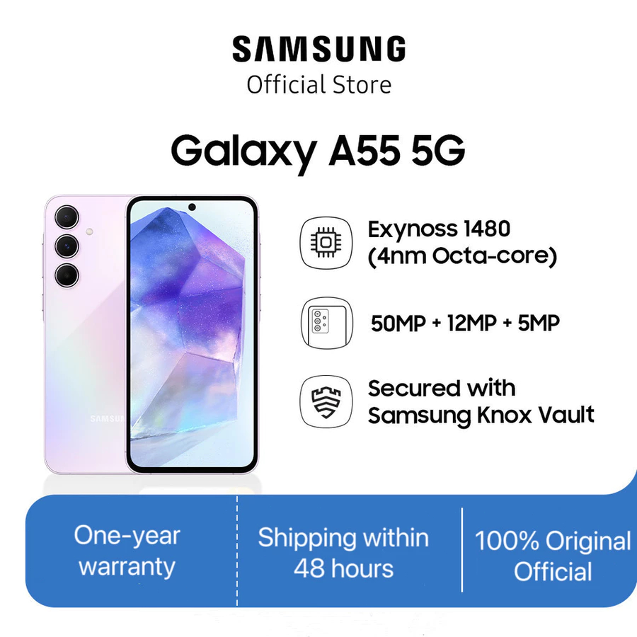 Samsung Galaxy A55 5G 12/256 แบตอึด 5,000mAh 25W / ขนาดหน้าจอ 6.6 นิ้ว รองรับ 2 ซิม