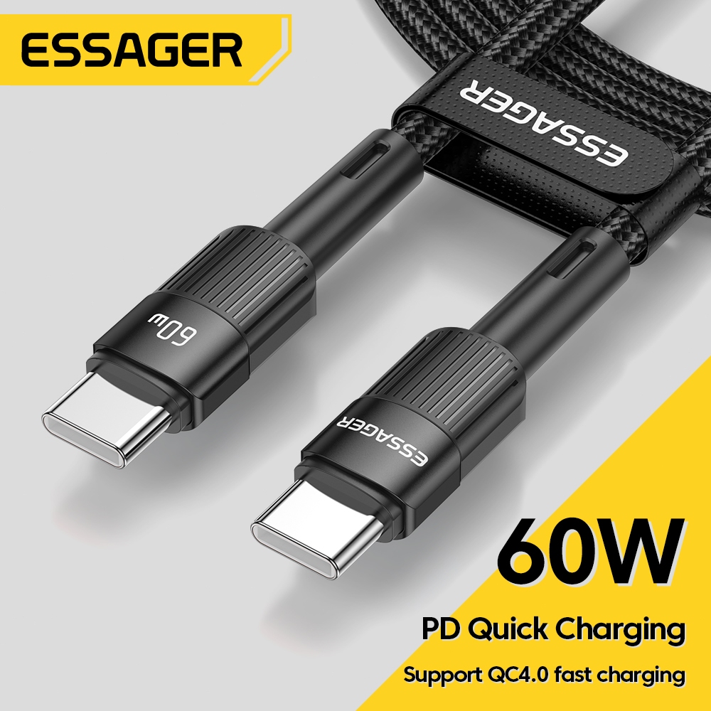 Essager PD60W C-C QC4.0สายชาร์จข้อมูลเร็ว for Huawei Samsung