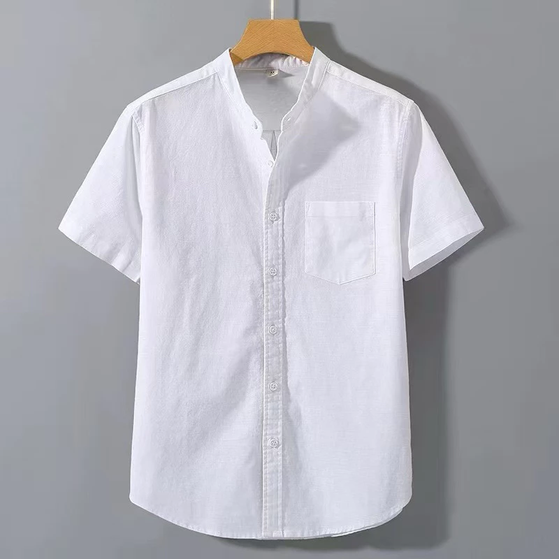 🔥พร้อมส่ง🔥 เสื้อเชิ้ตคอจีนแขนสั้น S-XXL เสื้อเชิ้ตผู้ชาย เสื้อผ้าผู้ชาย men