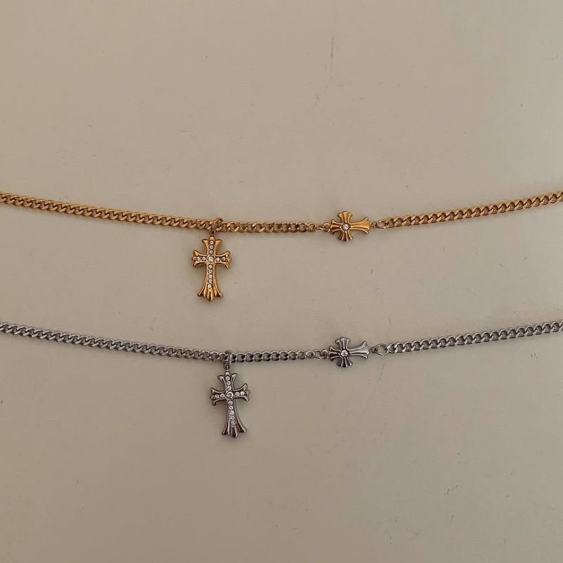 สร้อยสเตนเลส HER OBJECTIVE_HER DOUBLE CROSS PENDANT NECKLACE