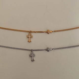 สร้อยสเตนเลส HER OBJECTIVE_HER DOUBLE CROSS PENDANT NECKLACE