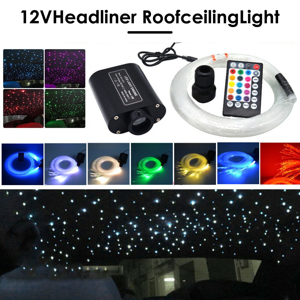 16W Fiber Optic Lights Star Ceiling Light Kit starlight headliner APP+Music Control Effect, RGBW Sou