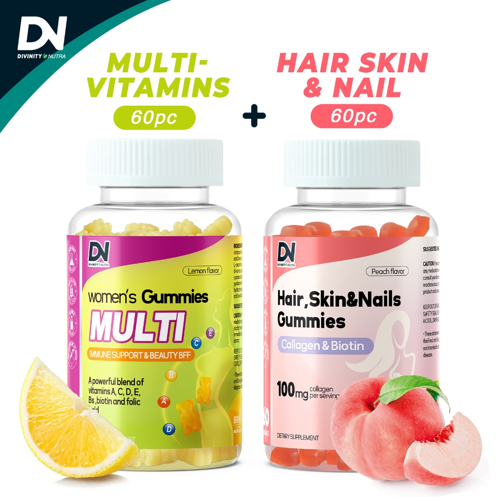 [DN] คอลลาเจน ไบโอติน กัมมี่ กัมมี่เพื่อความงาม +MultiVitamin Gummies VitaminA C D E B1 B12 B6 Bioti