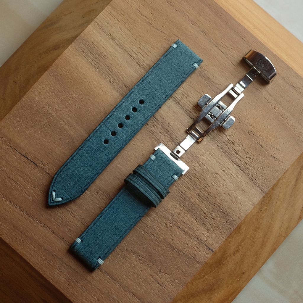 TYME strap สายนาฬิกาหนังอิตาลี รุ่น  WICK IV มาพร้อมกับ บัคเคิล Deployment Buckle Clasp สีทองเงา รับประกัน 1 ปี