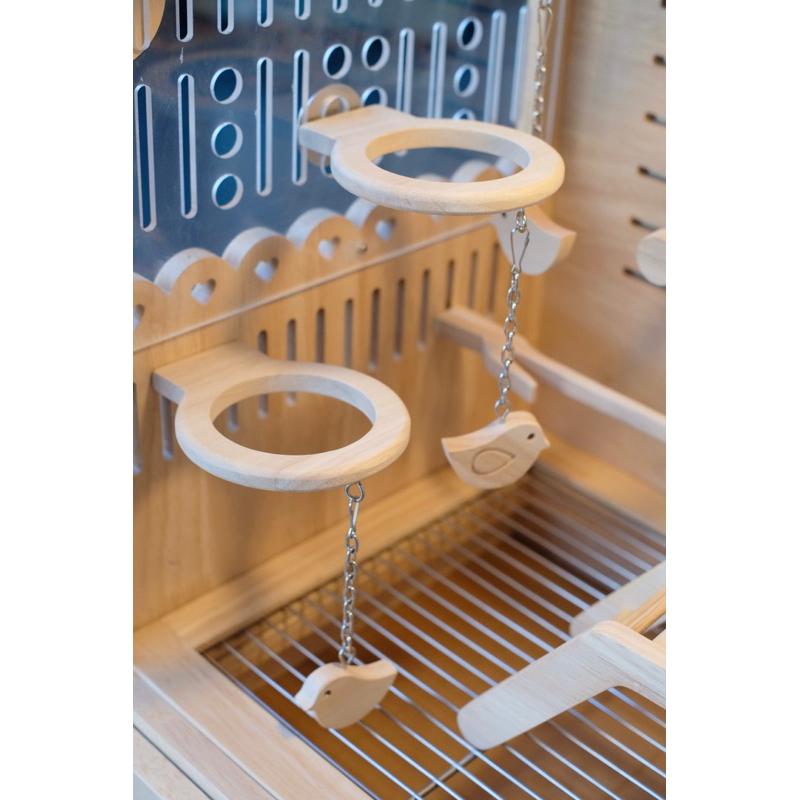 LP220 คอนห่วงโมบายนก เป็นคอนห่วงกลมและโมบายนกแขวน ดีไซน์น่ารัก ขอบคอนโค้งมน ตกแต่งภายในกรง ไม้เกรดA สวยงาม(ต่อชิ้น) - รูปที่ 2