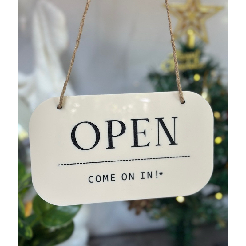 ป้าย OPEN-CLOSED แบบแขวน พร้อมเชือก และที่ติดกระจก