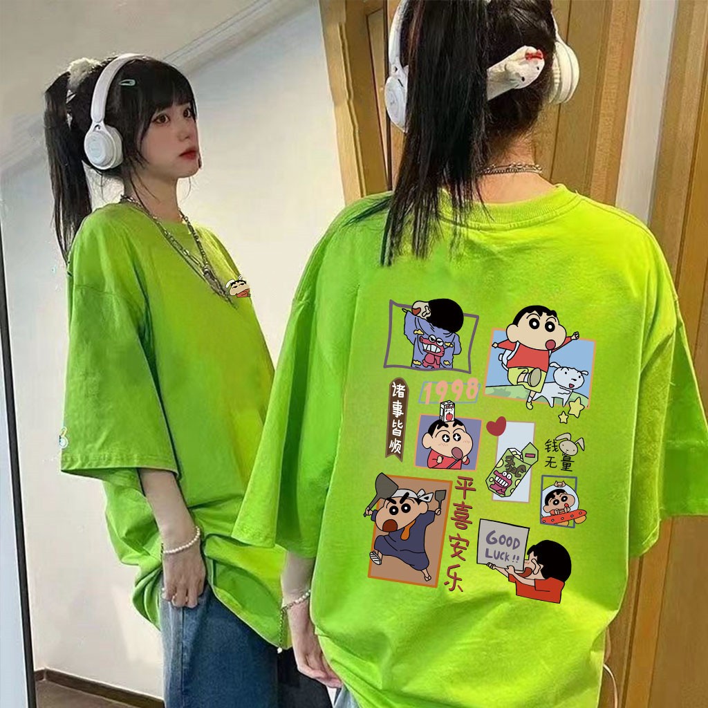 เสื้อยืดลายการ์ตูนผู้หญิงน่ารักๆ Oversize เสื้อผ้าวินเทจ แฟชั่นสไตล์​เกาหลี เสื้อโอเวอร์ไซต์สกรีนลายเท่ คอกลมแขนสั้น 2XL