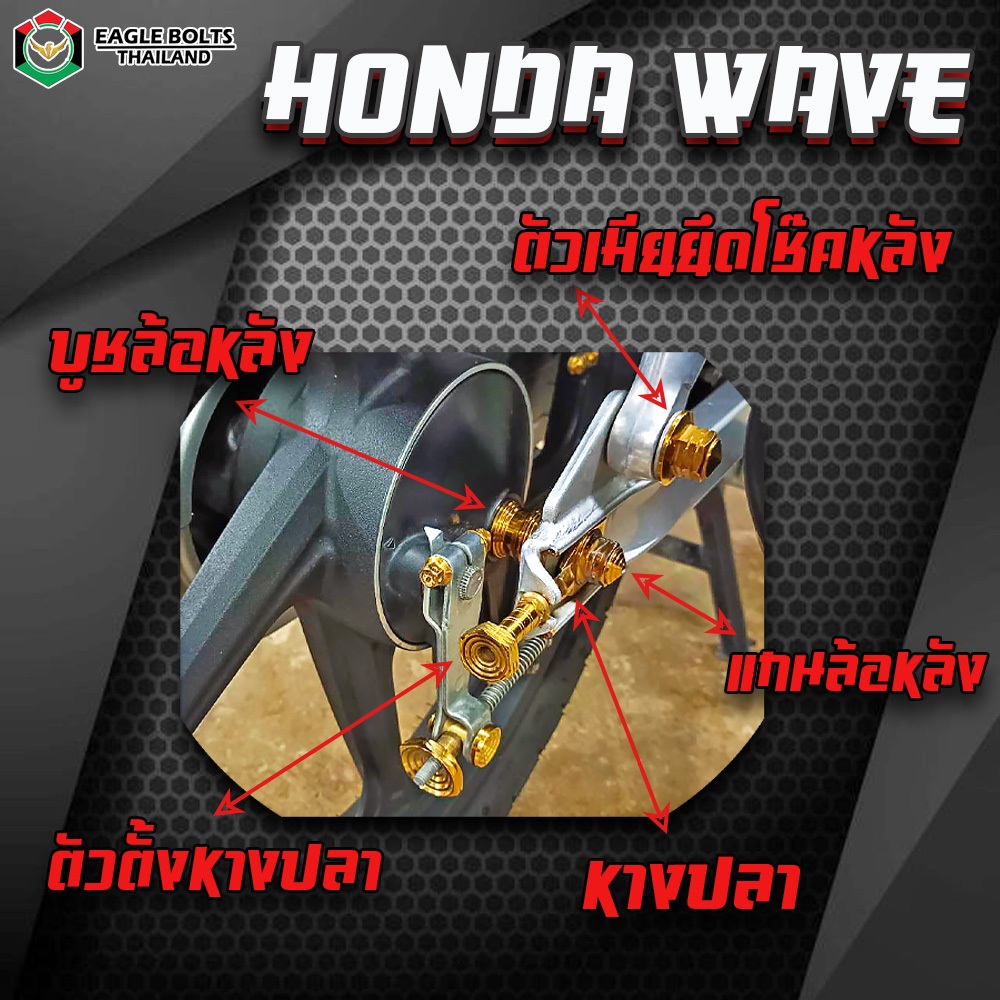 ชุด SET น๊อตสแตนเลส ล้อหลัง WAVE110-110i,125-125i ราคา1ชุด (5รายการ) **อ่านรายละเอียดก่อนสั่งซื้อ**