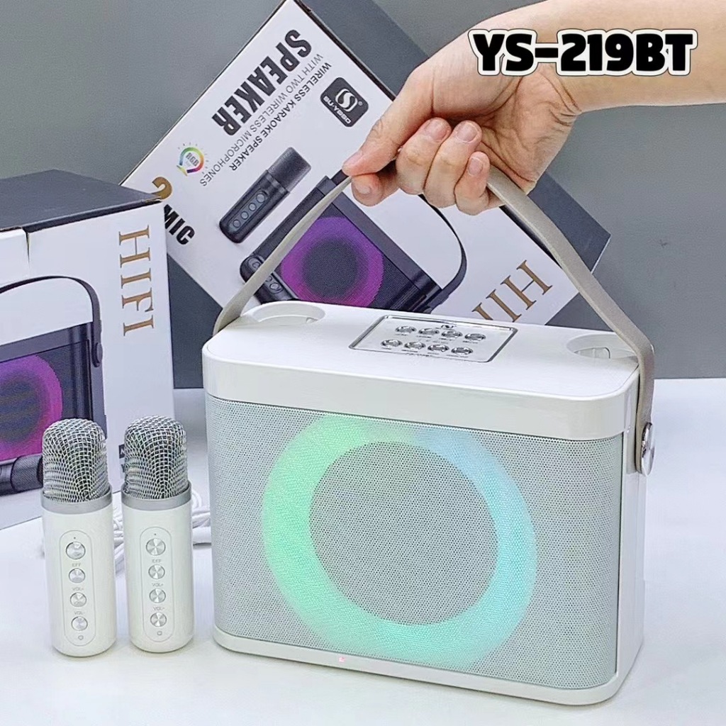 🔥ลำโพงบลูทูธ YS-219/YS-203 Blutooth Speaker(แถมไมค์ลอย 2 ตัว) รองรับ USB/TF-SD Card/AUX ลำโพงบลูทูธแ