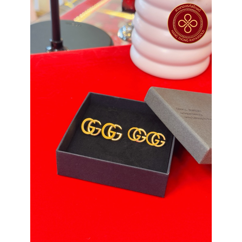 ห้างทองรภัสโกลด์ - ต่างหูโลโก้ GG ทองแท้ 0.1 กรัม