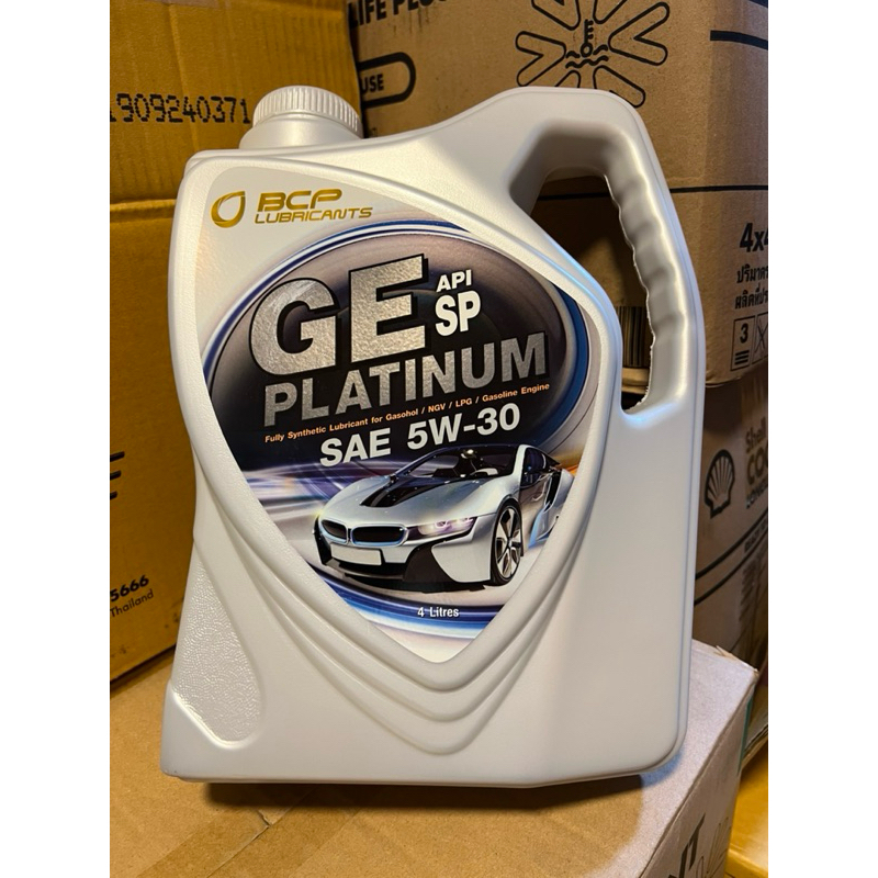 น้ำมันเครื่องเบนซิน บางจาก BCP Ge platinum 5w-30 สังเคราะห์แท้ 100% ขนาด 4 ลิตร
