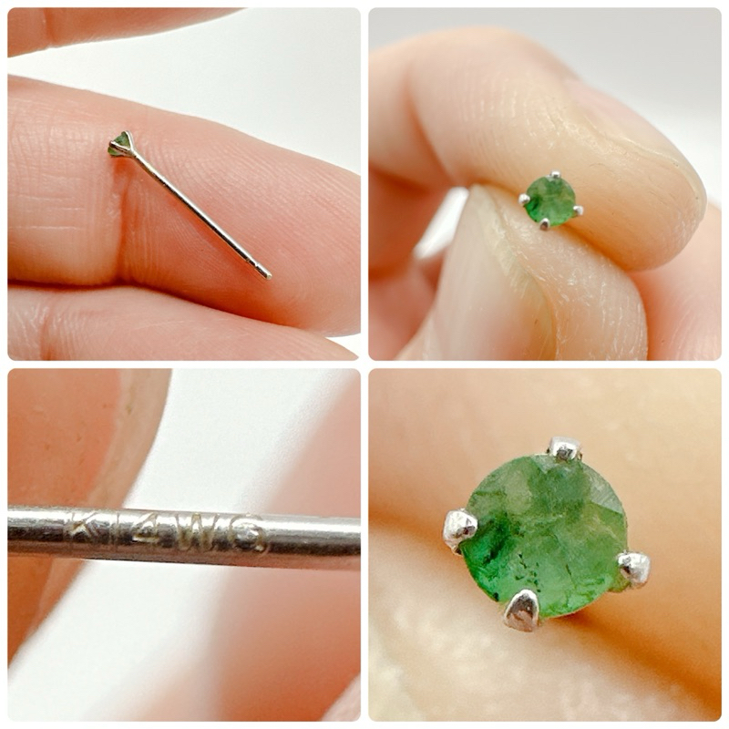 ต่างหูทองแท้ K14WG แต่งพลอยแท้ มาข้างเดียว