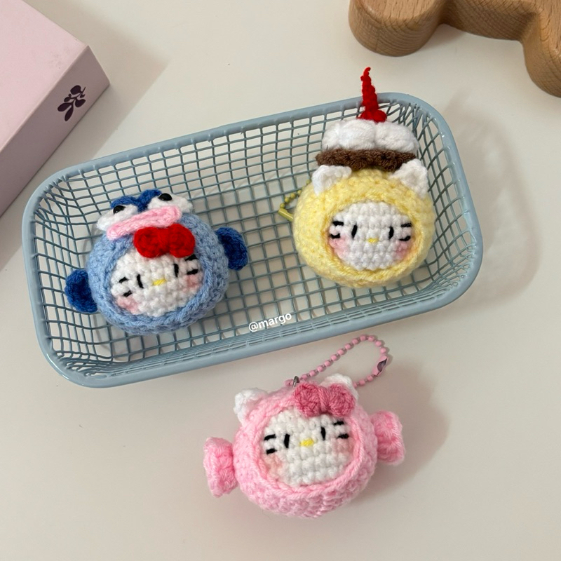 Mochi Hello Kitty Keychain😸🍡พวงกุญแจโมจิเฮลโลคิตตี้🍧/สายรัดเข็มขัดไหมพรม,สายรัดเข็มขัดเฮลโลคิตตี้