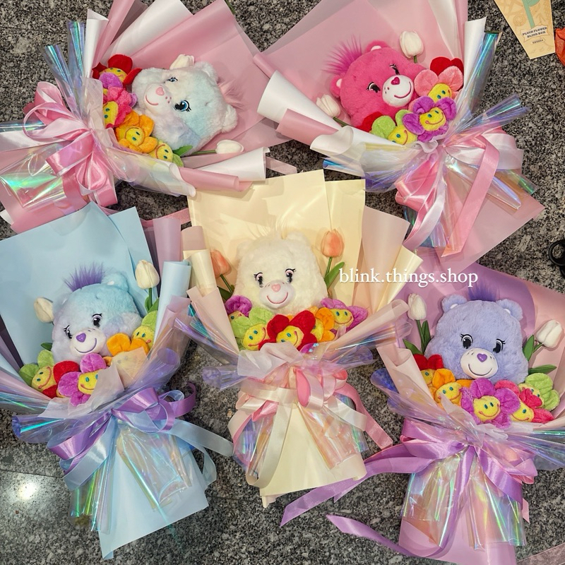 พร้อมส่งด่วน ช่ออนุบาล ช่อ ปัจฉิม รับปริญญา ช่อดอกไม้ care bear ลิขสิทธิ์แท้ ช่อหมีแคร์แบร์ ขนาด 25 ซม.