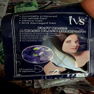 ivsแชมพูสมุนไพรแบบซอง สูตรอันชัญ สีดำ 50ซอง ใช้ง่ายไม่ฉุนไม่แสบหนังหัว