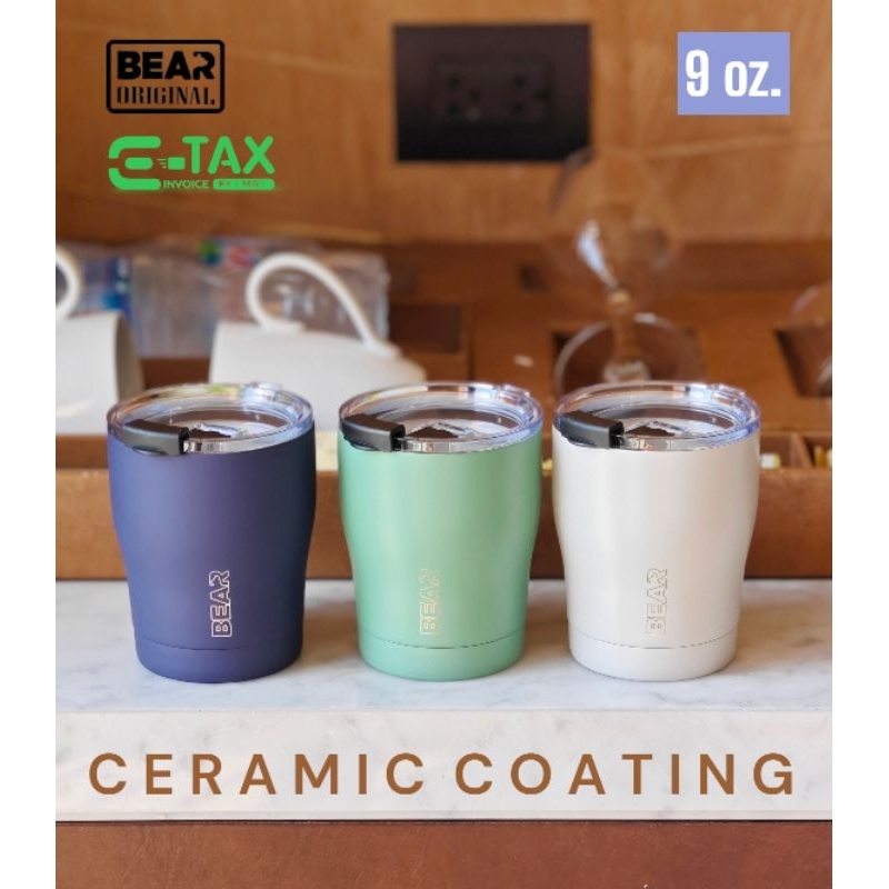 แก้ว BEAR CERAMIC COATING 9oz 304 สแตนเลส 2 ชั้น เก็บอุณหภูมิ มีบริการสลักชื่อ