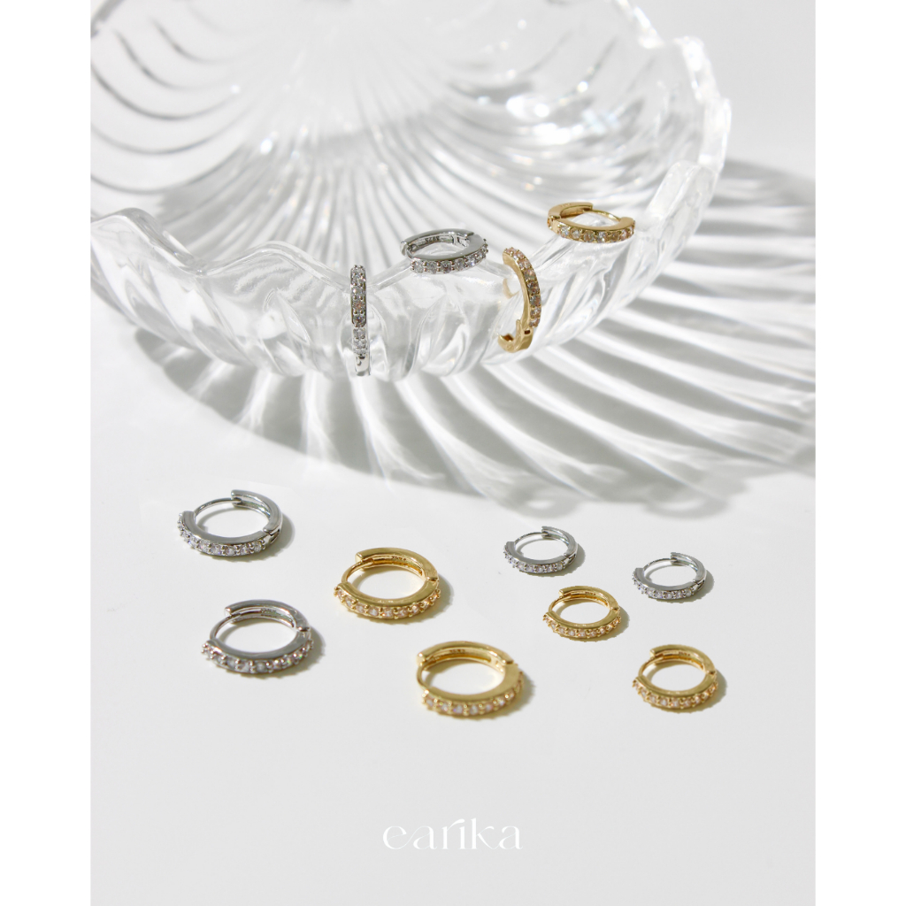 earika.earrings - shine hoop ต่างหูเงินแท้ (มีให้เลือก 2 สี 3 ขนาด) เหมาะสำหรับคนแพ้ง่าย
