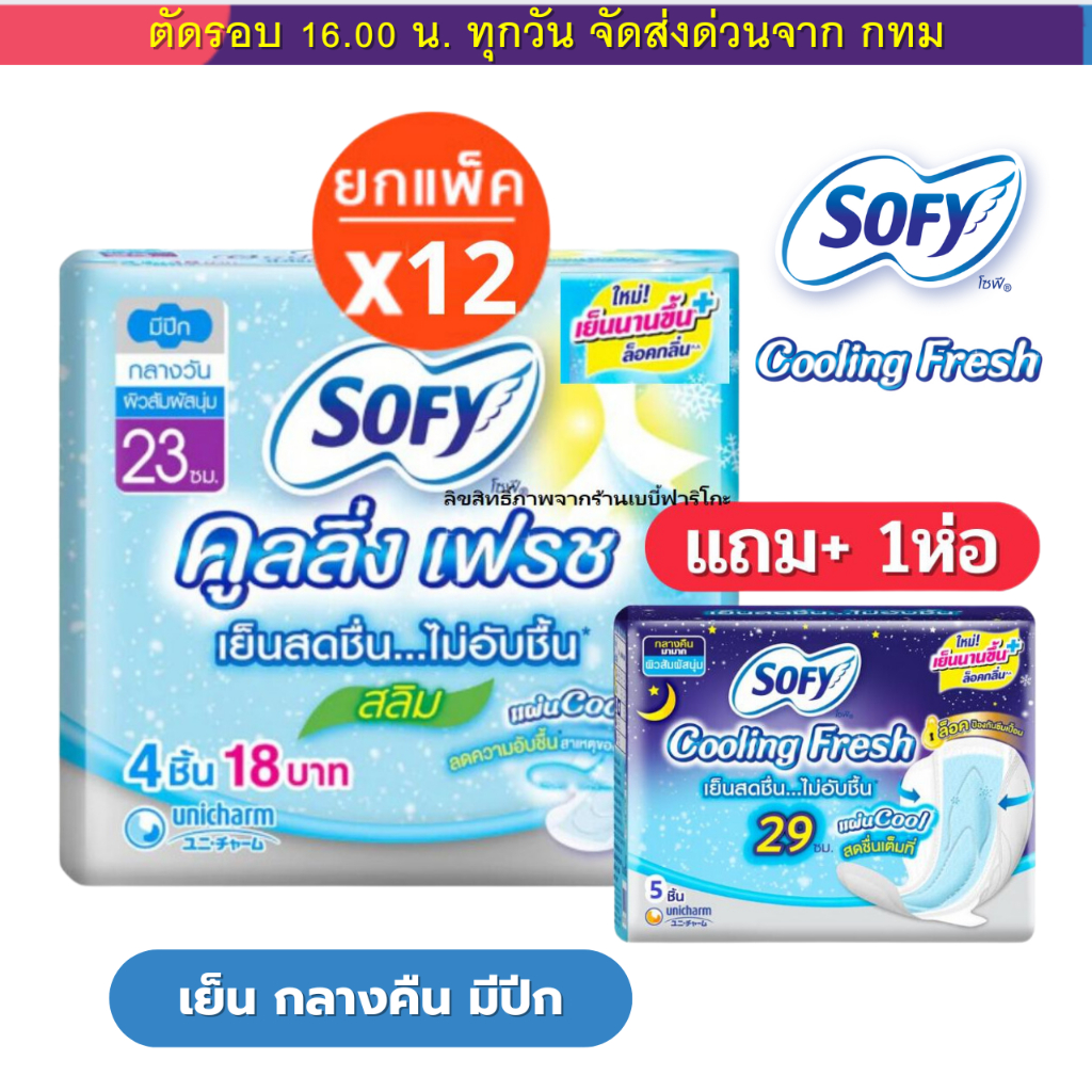 (ส่งด่วน⚡️ไม่มีวันหยุด) Sofy แพคโหล 12 ห่อ แถม 1 ห่อ สุดคุ้ม มีทั้งแบบกลางวัน กลางคืน และสูตรเย็น