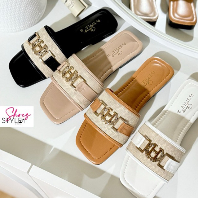 รองเท้าแตะผู้หญิง แบบสวม งานอะไหล่รวงข้าว (36-45) สินค้า