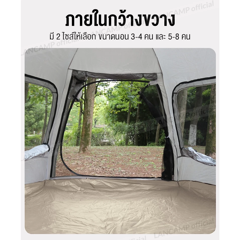 เต็นท์สนาม กางอัตโนมัติ ขนาด 3-4 คน และ 5-8 คน 2 ประตู 4 หน้าต่าง thumbnail 6