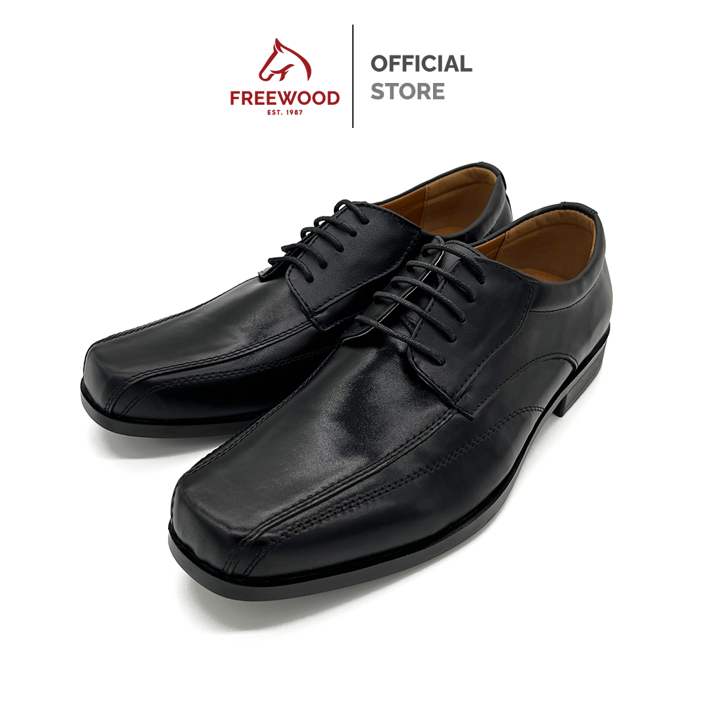 FREEWOOD LACE-UP BUSINESS SHOES รองเท้าคัทชูผู้ชาย หนังแท้ ผูกเชือก รุ่น 52-527 สีดำ ( BLACK )