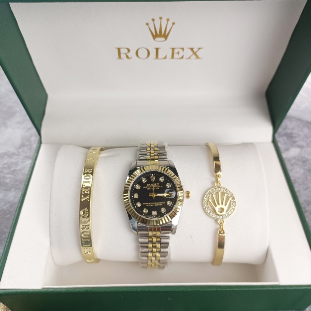 นาฬิกาข้อมือผู้ชายคอร์สปฏิทินเข็มขัดหนังคลาสสิค rolex