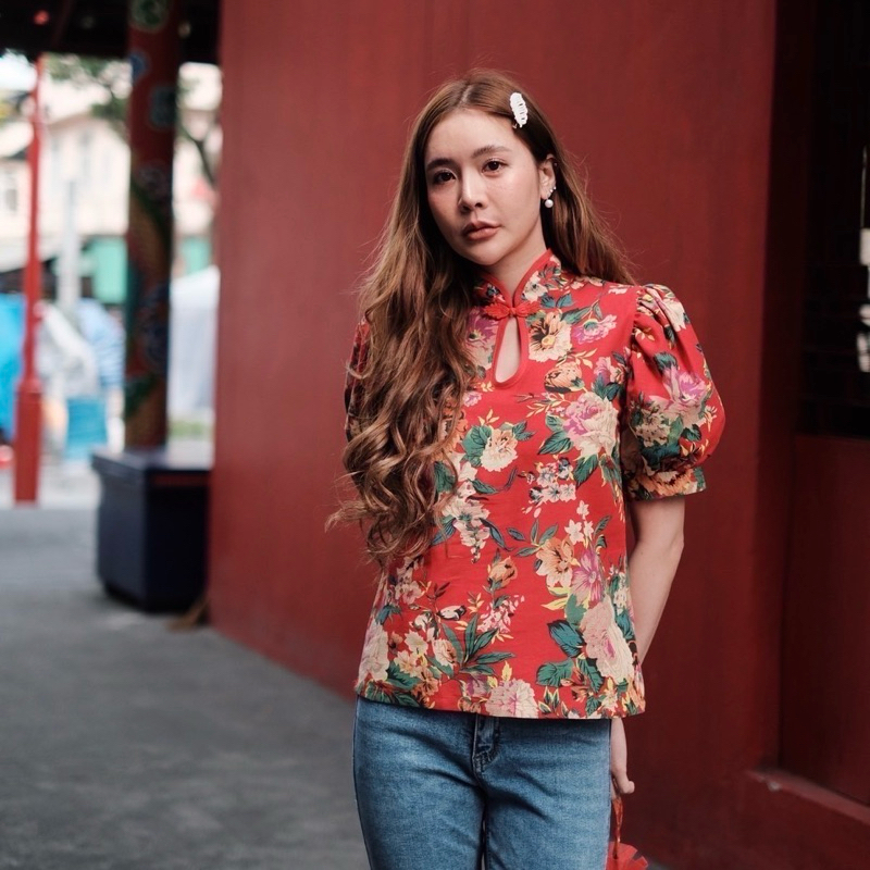 เสื้อกี่เพ้าลินินแขนฟักทอง