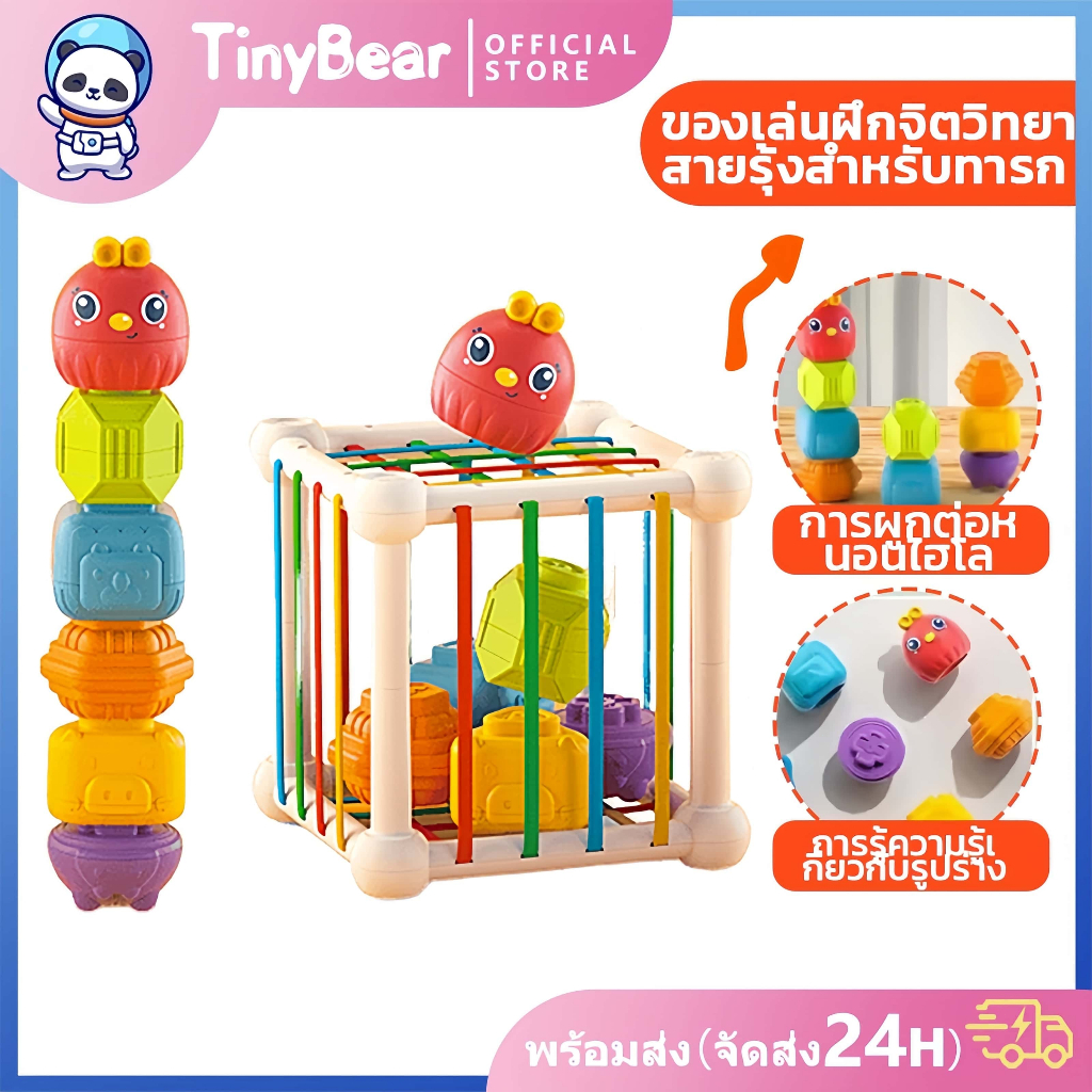 🚀TinyBear🚀ของเล่นเด็ก ของเล่นเสริมพัฒนาการ 1-3ขวบ กล่องกิจกรรม 6in1 บล็อกตัวต่อสีรุ้ง กล่องบล็อคหยอด