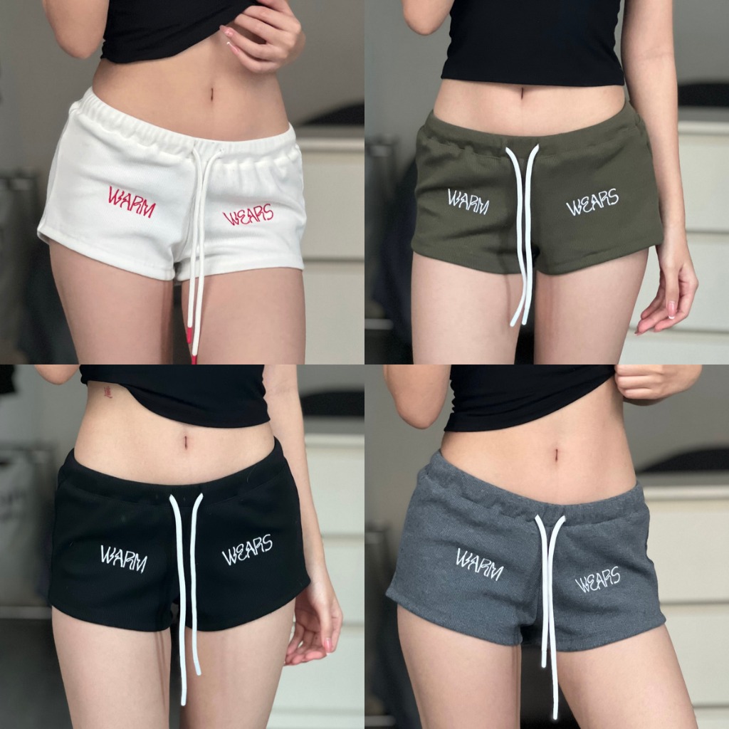 WARM WEARS - MiNi Pants กางเกงขาสั้นเอวต่ำปักWARM WEARS มีทั้งหมด 4 สี