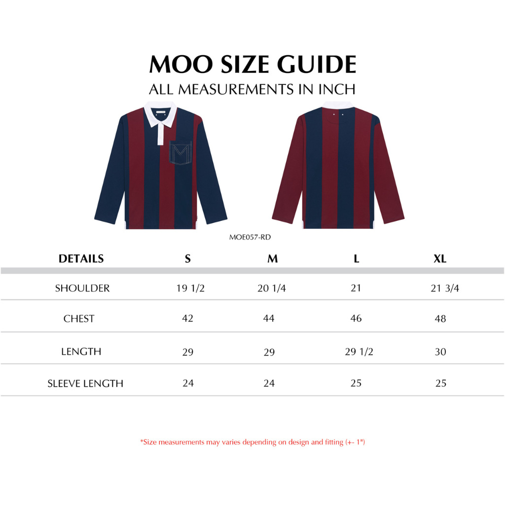 [MOO 1/25] Preppy Rugby Shirt เสื้อรักบี้ผู้ชายแขนยาว ผ้าเจอร์ซี่ คอปกโปโล ตัดต่อชิ้นคอปกและกระเป๋าหน้า แต่งกระดุมหน้า