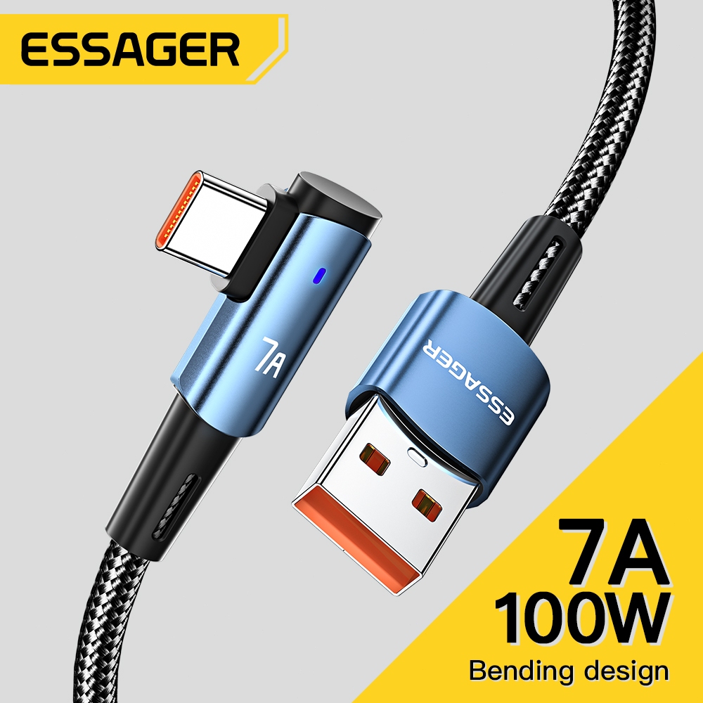 Essager Elbow 7A USB Type C Fast Charging Cable For huawei Realme100W 480MBps