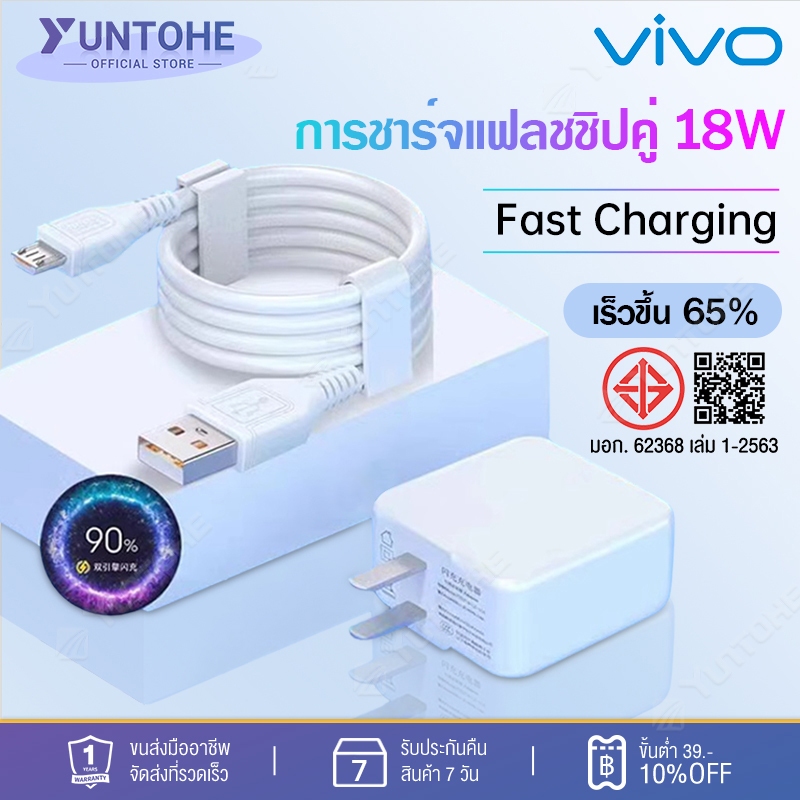 สายชาร์จเร็ว ViVO 2A + หัวชาร์จเร็ว ViVO 18W หัวชาร์จ รองรับ VIVO V9 V7+ V7 V5s V5Lite V5Plus V5 V3Max V3 Y85 Y81 Y71