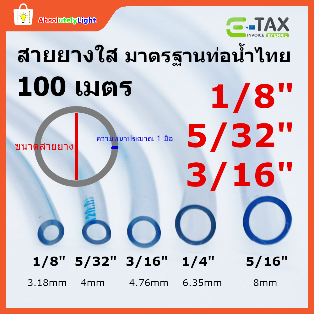 สายยางใส ท่ออ่อน PVC สายยางขนาดเล็ก 1/8 5/32 และ 3/16 หรือ 3มิล 4มิล 5มิล
