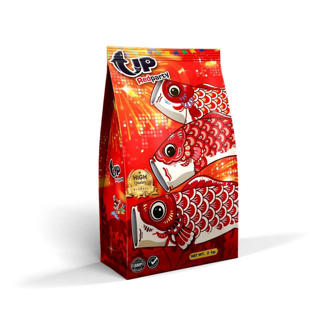 อาหารปลาคาร์ฟ UP Redparty ​ สูตรเร่งสี ขนาด 2 กก.🎯 Up ครบรอบ 10ปี ลุ้นของรางวัล ในถุง