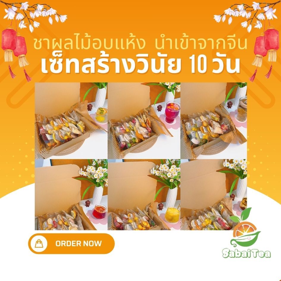 ชาผลไม้สูตรสร้างวินัย 10 ชิ้น แถม 1 ชิ้น SABAITEA (ร้านคละให้)