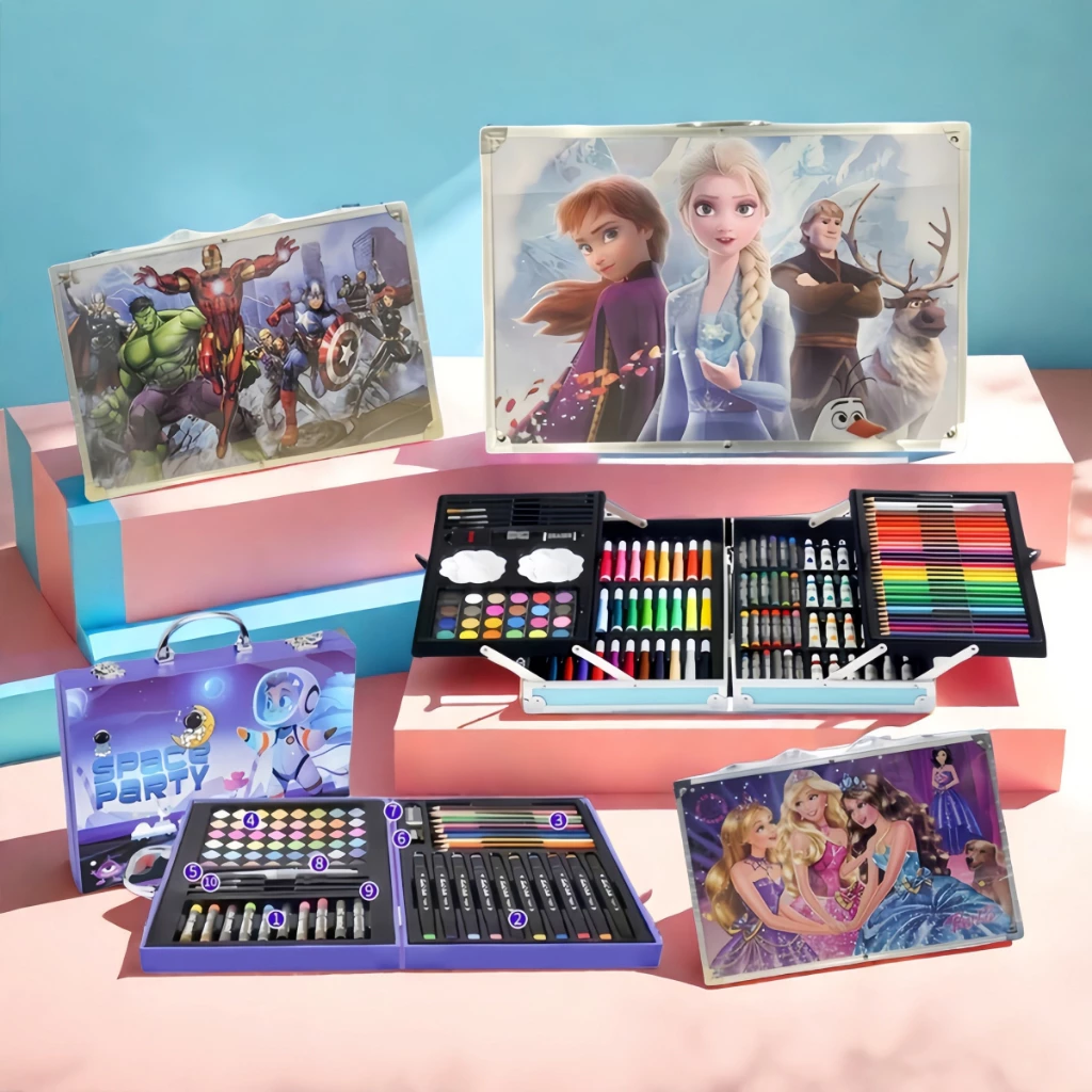 ชุดระบายสี 145 ชิ้น กล่องอลูมิเนียม 2 ชั้น ชุดวาดภาพ อุปกรณ์ศิลปะเด็ก DIY Art Set เสริมพัฒนาการ เหมาะเป็นของขวัญเด็ก