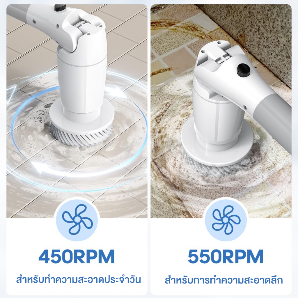 NC-XIOAM 9in1แปรงขัดห้องน้ำไฟฟ้า 4000mAh มุมที่ปรับได้ 90° พร้อมจอภาพดิจิตอล หัวแปรง 9 อัน สำหรับทำความสะอาดรถยนต์และในค - รูปที่ 2