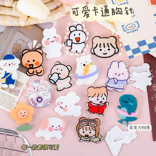 50-100ชิ้น เข็มกลัดอะคริลิคลายการ์ตูนลายน่ารักๆ เครื่องประดับกระเป๋าเสื้อผ้าแฟชั่น