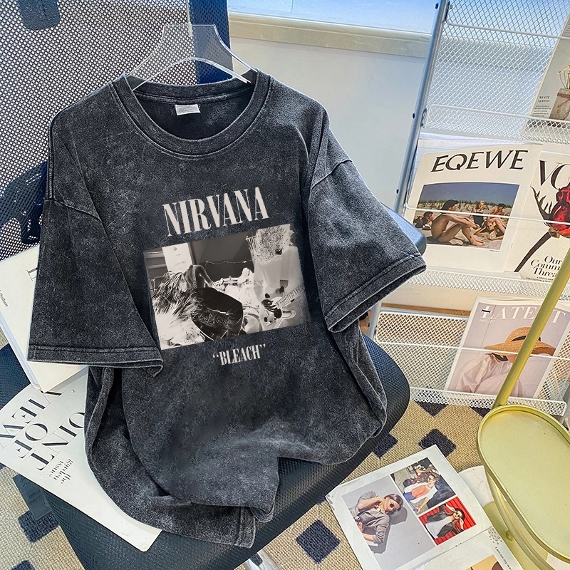 Top.street เสื้อยืด oversize 'NIRVANA' แขนสั้น cotton 100% วินเทจ แฟชั่น แนวสตรีท เสื้อฟอก ใส่ได้ทั้งชาย-หญิง 3XL