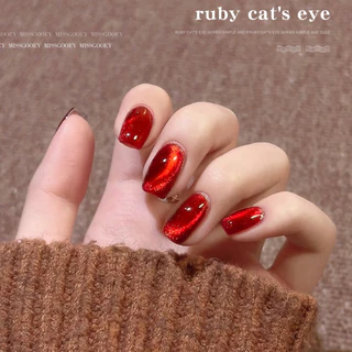 Nail,World สีเจลทาเล็บแคทอาย สีทาเล็บ Ruby Cat Eye เจลทาเล็บเจล UV LED ชนิดต้องอบ สีเจลลูกแก้ว ต้องใช้แม่เหล็กดึงสีนะคะ