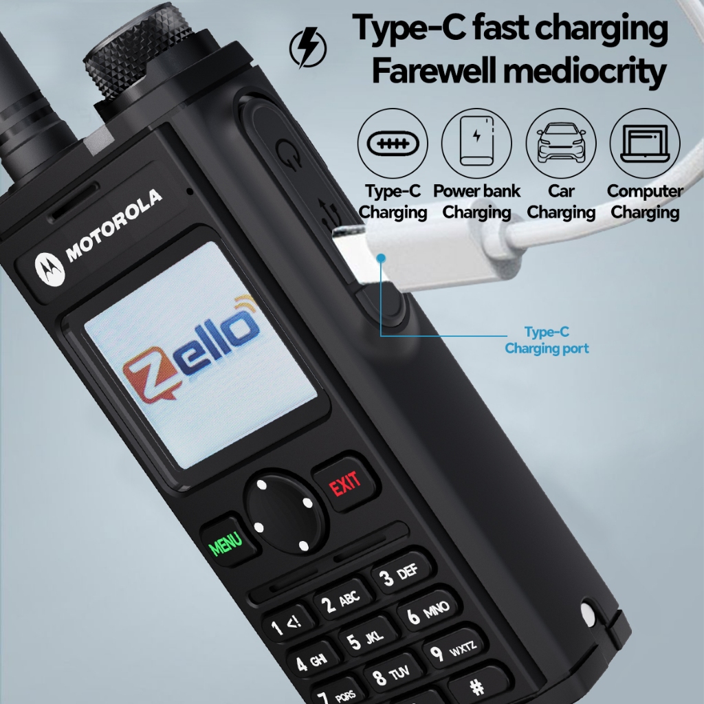 5000KM Motorola Zello T92 สามารถโทร เชื่อมต่อ WiFi และใส่ซิมการ์ด ตำแหน่ง GPS Bluetooth