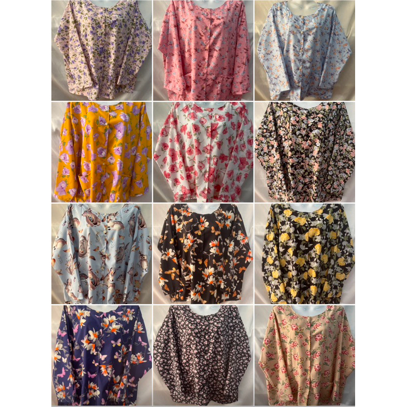 เสื้อคุณยาย เสื้อคอกระเช้าแขนยาว กระดุมผ่าหน้า ใส่สบาย