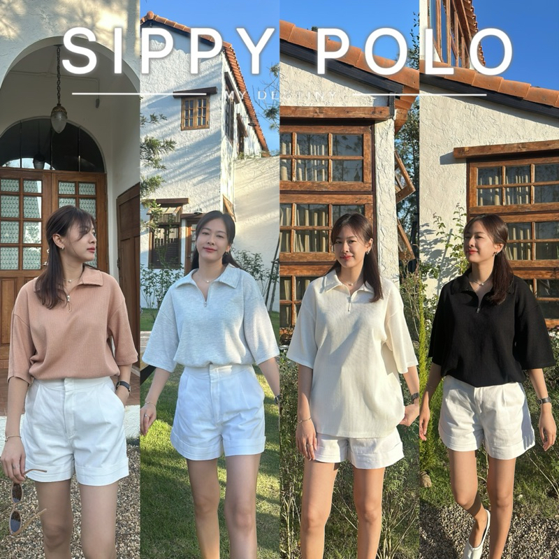 🥑𝐒𝐈𝐏𝐏𝐘 𝐏𝐎𝐋𝐎 เสื้อโปโล ซิปใช้งานได้จริง เนื้อผ้าcottonนุ่มๆใส่สบาย ทรงโอเวอร์ไซส์