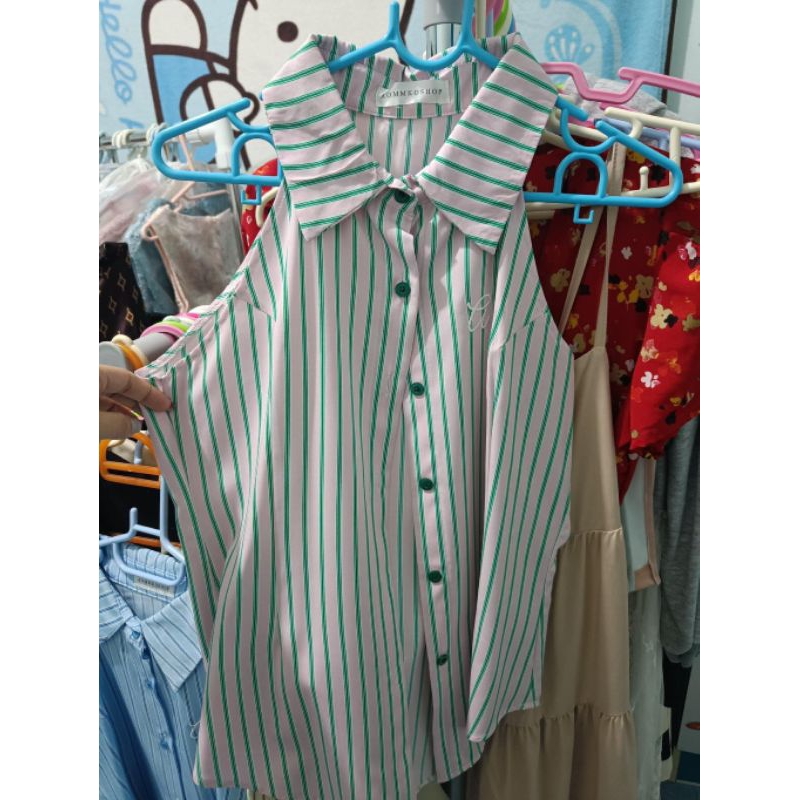 เสื้อแขนกุดลายทางอก-36ป้ายAOMKOSHOP