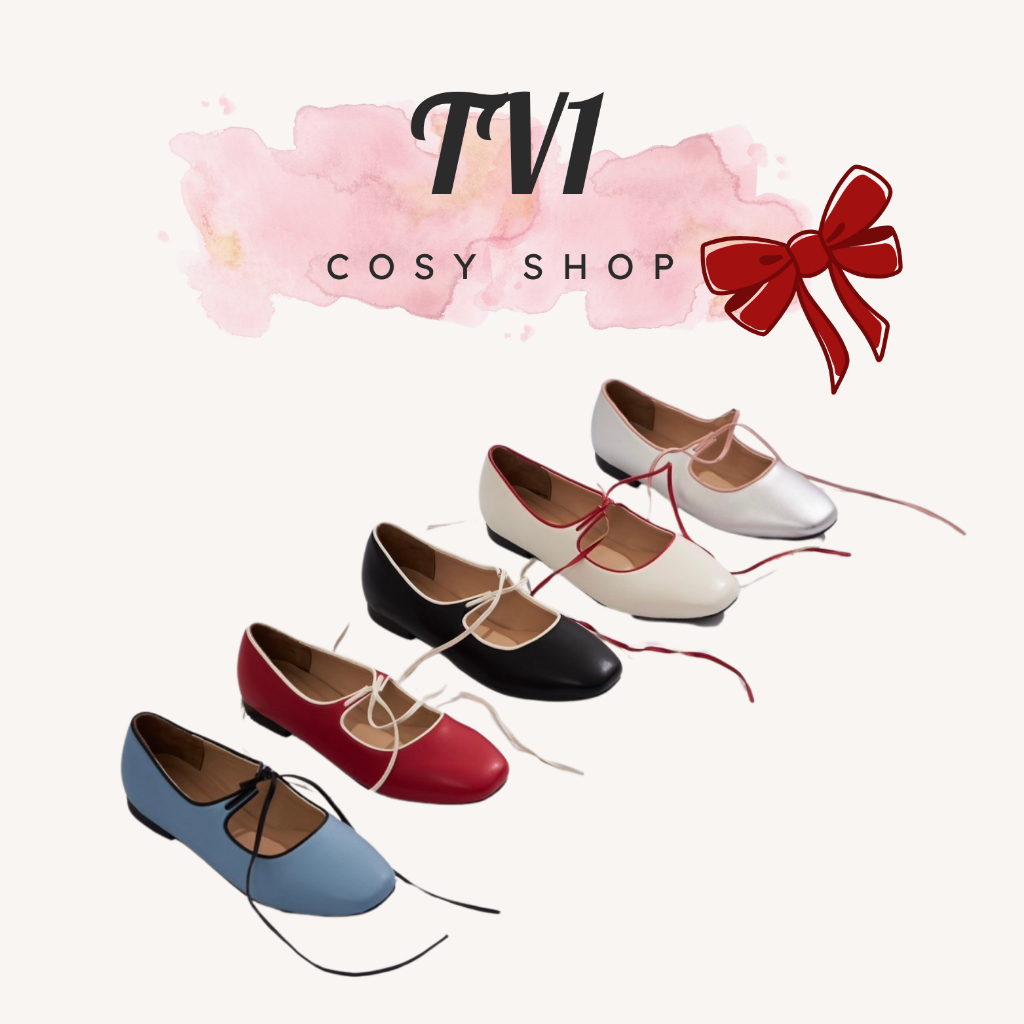 รองเท้าคัทชู รุ่น TV1 ส้น 1 cm. โบว์ผูก น่ารักสุดๆ (แนะนำเพิ่ม 1 size) งานไทย แบรนด์ Wila