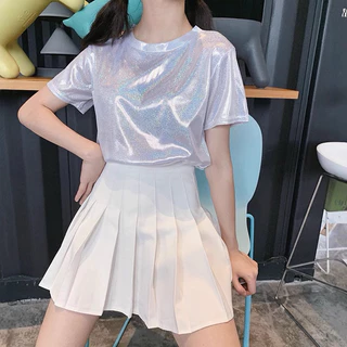 Unicrony • พร้อมส่งจากไทย เสื้อยืดผ้าวิ้งค์ แขนสั้นกลิตเตอร์ ใส่เล่นสงกรานต์ฉ่ำๆ สะท้อนแสงวิ้งๆ เสื้อยืดคอกลมสายรุ้ง
