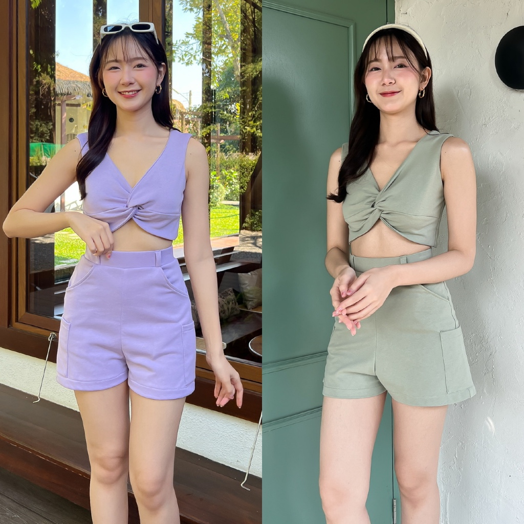 Sista Box Pamela Set เซ็ตเสื้อครอป กางเกงขาสั้น