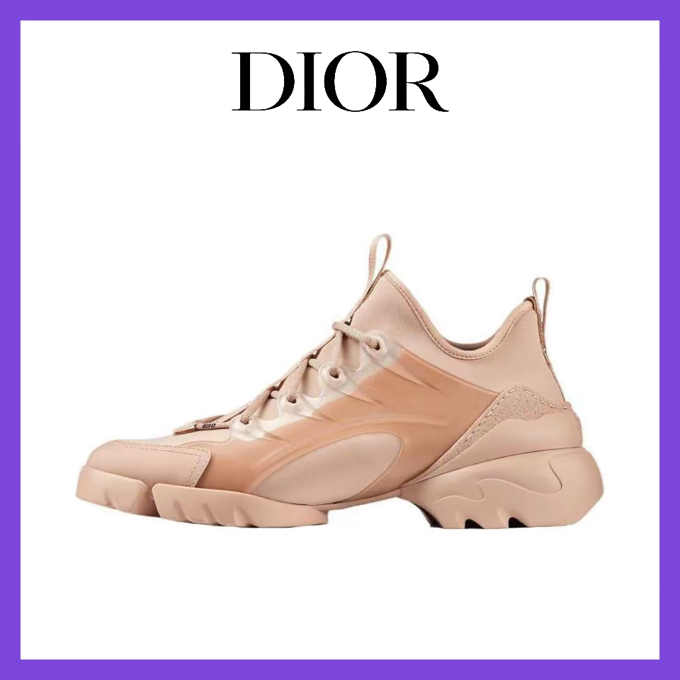 รองเท้าผ้าใบ Dior D-Connect แบบหุ้มข้อต่ำสำหรับผู้ชายและผู้หญิง รองเท้าลำลองแฟชั่น สีชมพูนู้ด